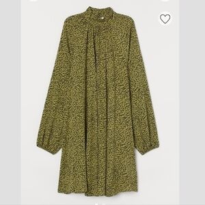 H&M khaki green leopard short draped dress Sz 6